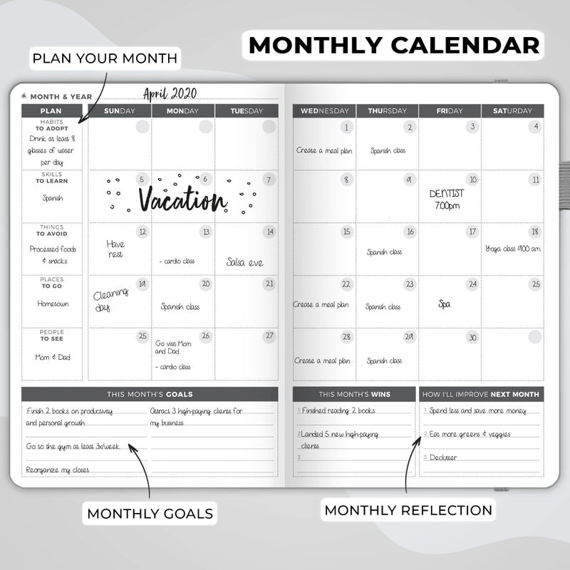 Clever Fox Planner â€“ Undated Weekly & Monthly Planner for Productivity, Time Management & Goals â€“ Organizer Journal â€“ A5 (Gray) - Image 4